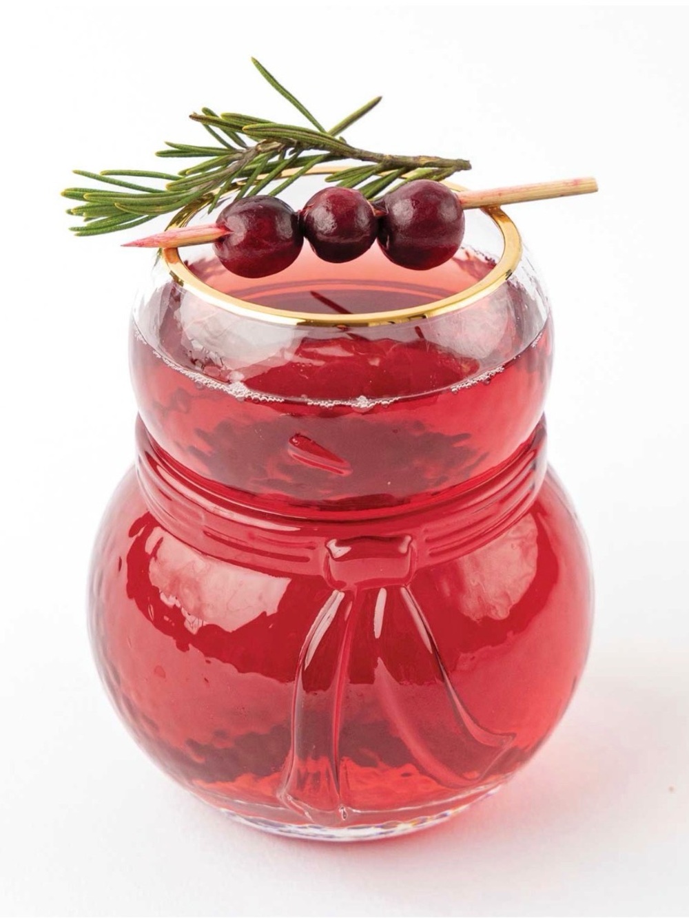 Anthropologie Snowman Drinking Glass with Gold Rim